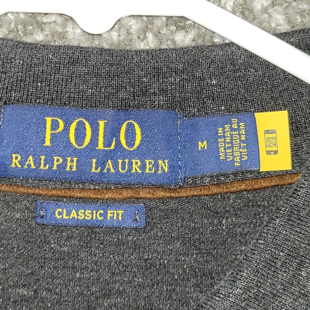 Polo Ralph Lauren Mens Long Sleeve Polo Shirt Gray Heather Classic Fit Medium